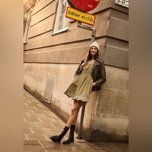 Madewell oversized washed leather jacket olive small